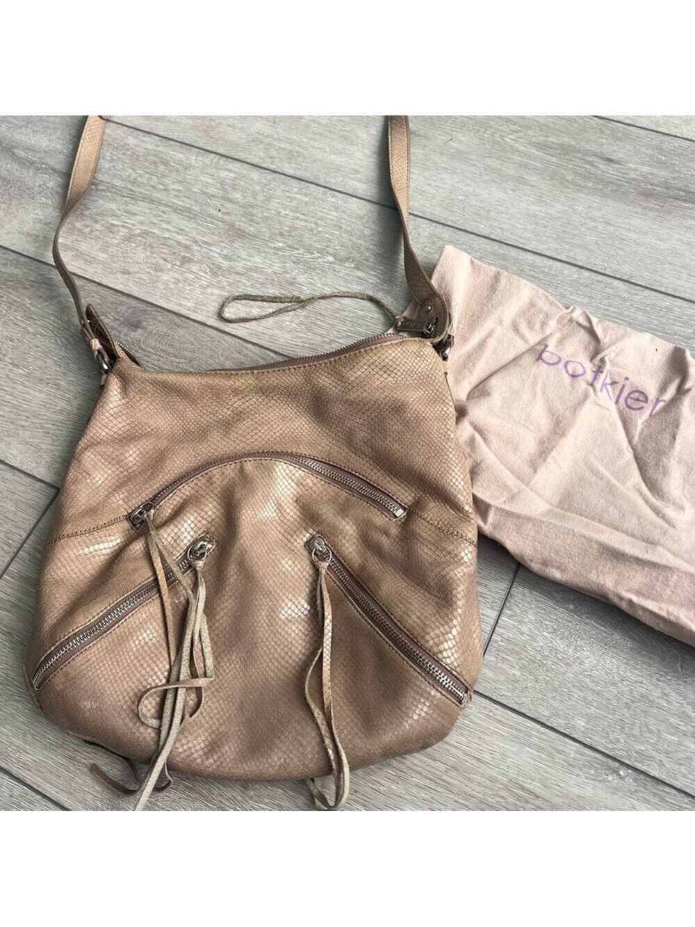 Botkier Beige leather Textured adjustable Shoulder Bag with dust bag